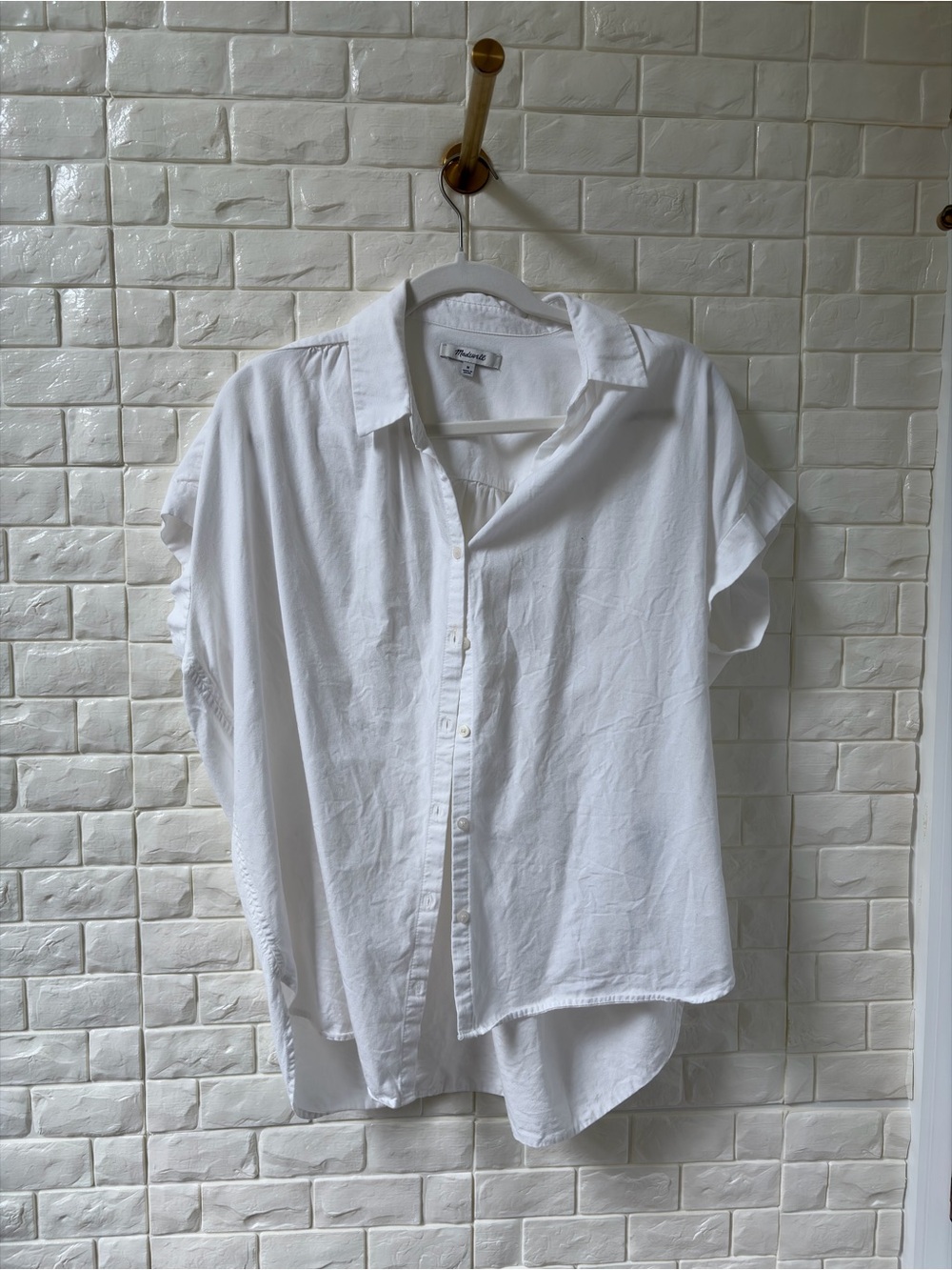 Madewell White Short-Sleeve Button-Down Shirt